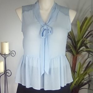 BOGO Elle Blue Peplum Sheer Blouse (NWT) size M
